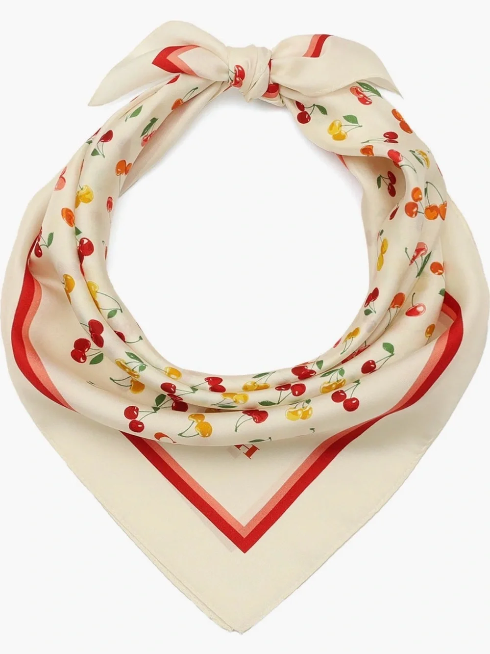 NWT 🍒 COACH Cherry Mix Printed Silk Square Scarf - Chalk Multi